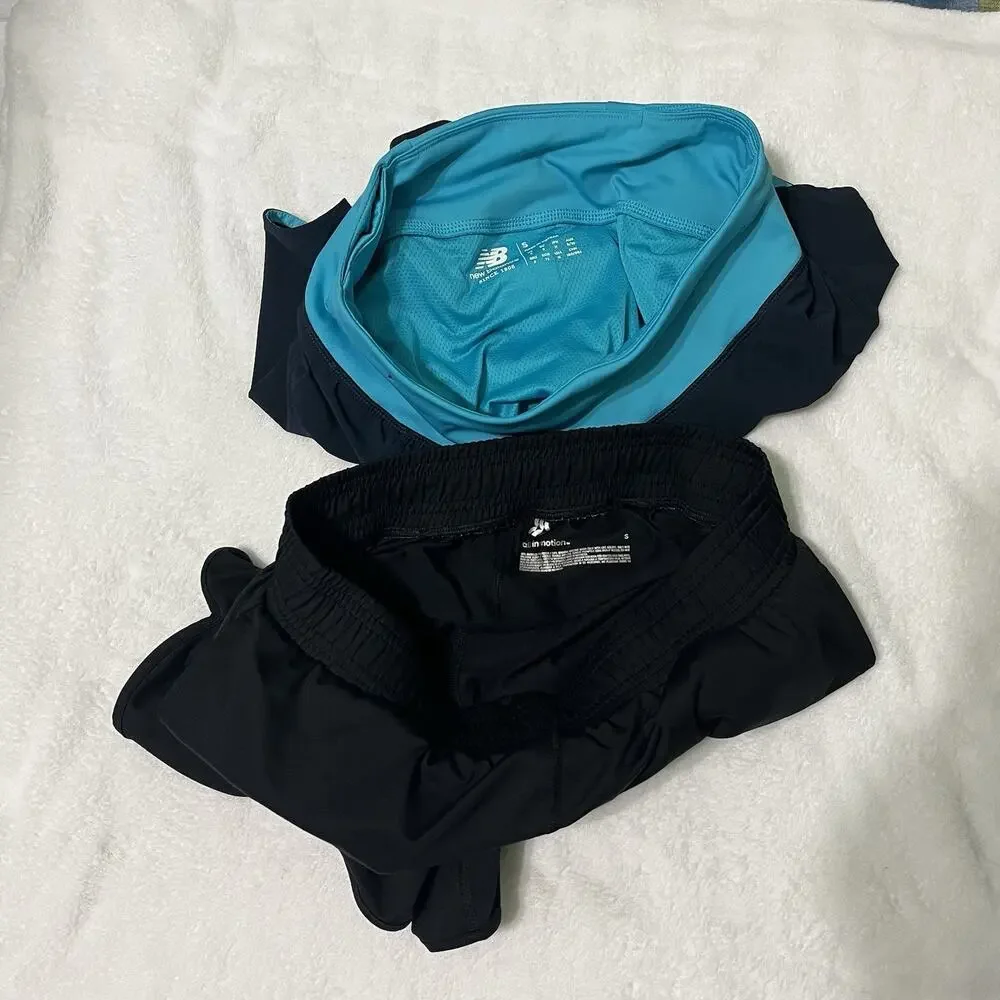 Lot Of 2 Women’s Gym Shorts Size Small Black Blue New Balance /all In Motion